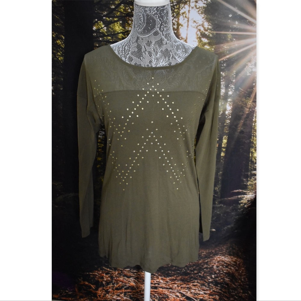 Olive Chevron Top
